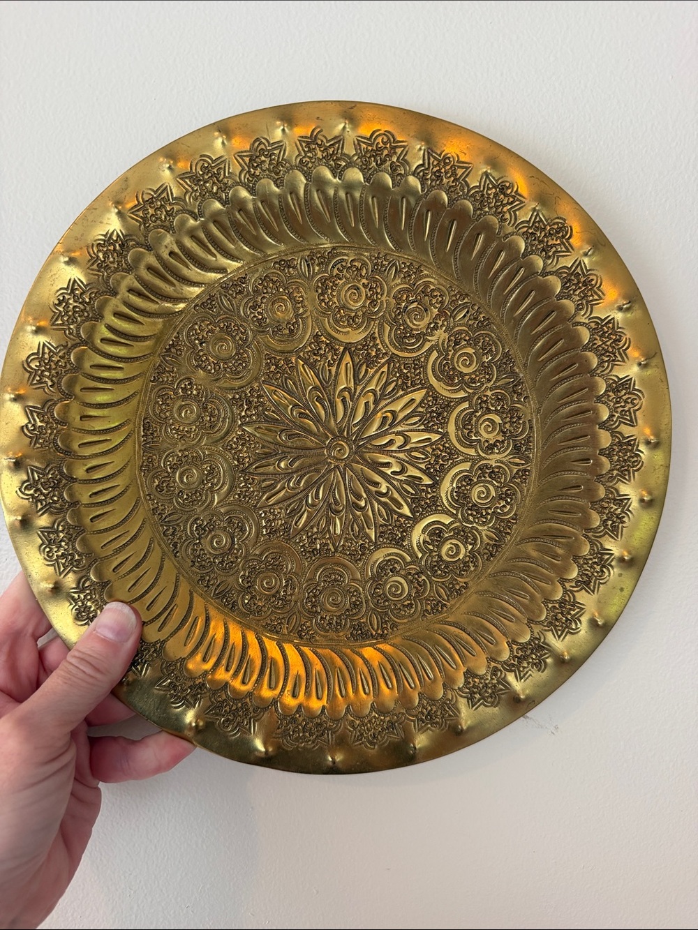 Vintage Moroccan Handmade Brass Wall Plate.